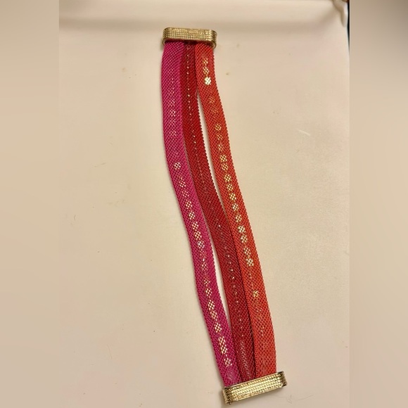 Mesh & Rhinestone Magnetic Closure Bracelet-Pink, Red, & Orange - Picture 5 of 6